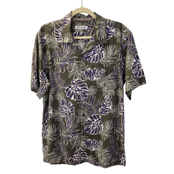 Tommy Bahama Silk Blend Tropical Print Button Down Shirt Size Medium - Picture 1 of 7